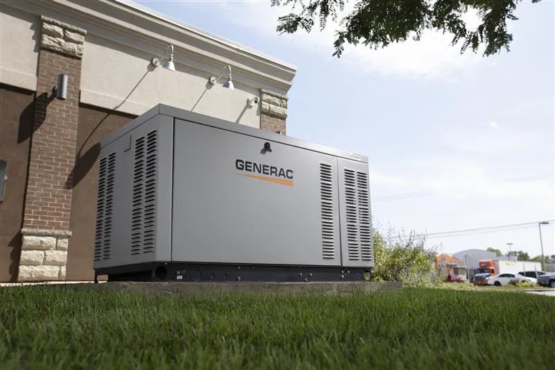 Commercial standby generator serving a business property
