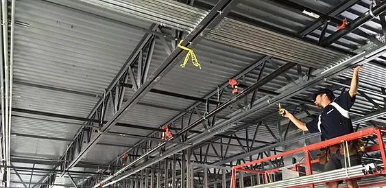Electrical work in progress inside a commercial building